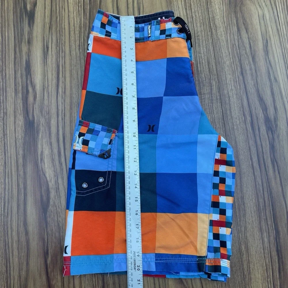 HURLEY‎ Mens Size 20/20/20 RAINBOW PLAID COLOR BLOCK BOARD SHORTS SWIM Trunks